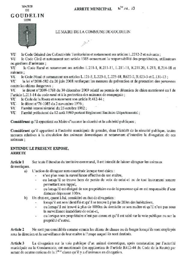 télécharger l'arrété preefectoral sur le bruit