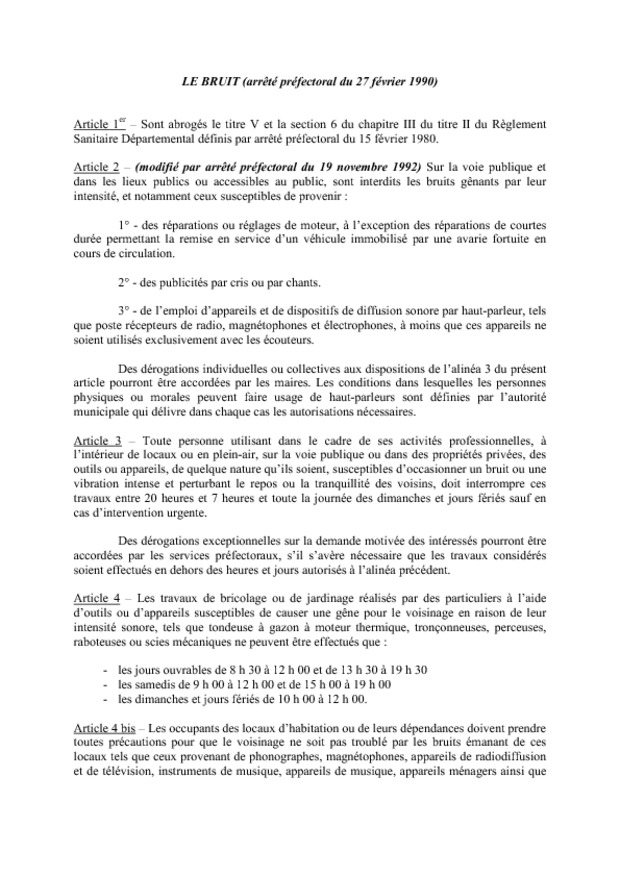 télécharger l'arrété preefectoral sur le bruit